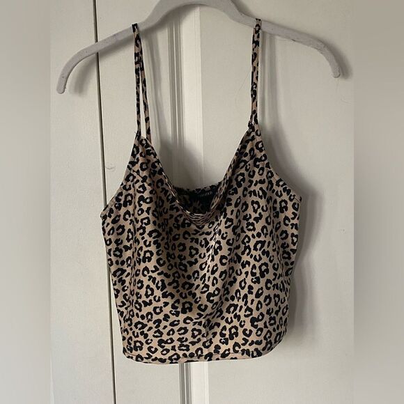 Forever 21 Cheetah Leopard Cropped Strappy Tank Spaghetti Strap Small S - Picture 1 of 9